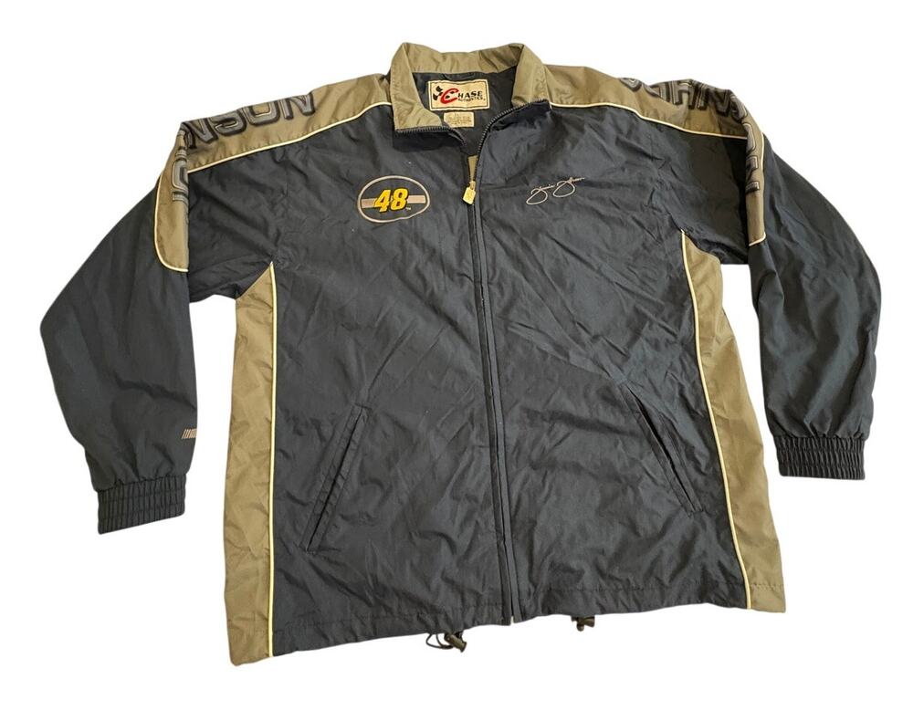 Vintage Nascar #48 Jimmie Johnson Windbreaker Jacket Chase Authenitcs Mens Large